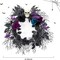 Halloween Skull Wreath for Front Door with Lights, 20 Inch Pre-Lit Black Purple Rose Spider, Gothic Garland Creepy Decor for Home Wall Porch Outdoor Indoor
